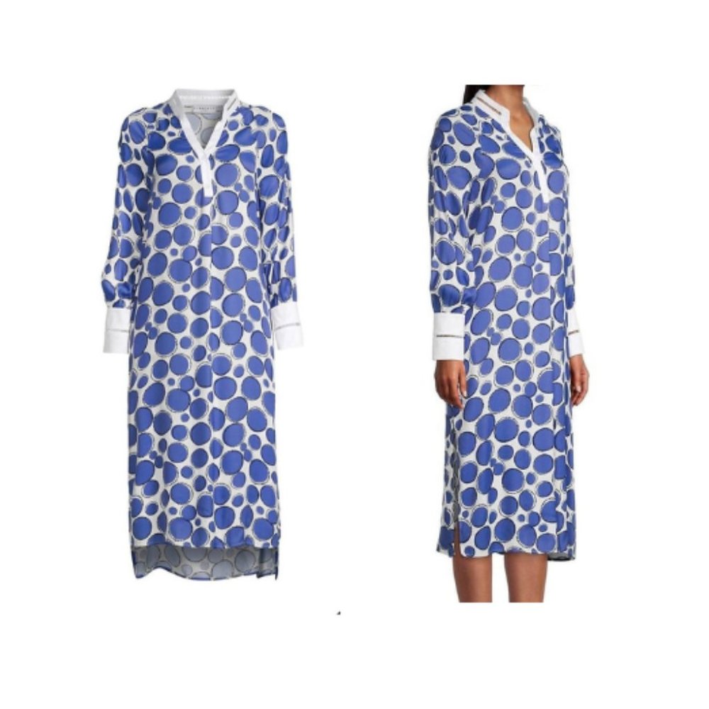 Harshman Ciel Shift Midi Dress Sz L Blue White Never worn $294